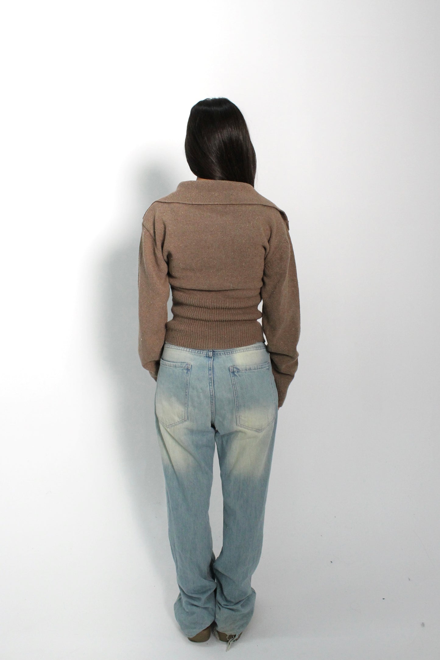 Sandy Beige Fitted Knit Jumper