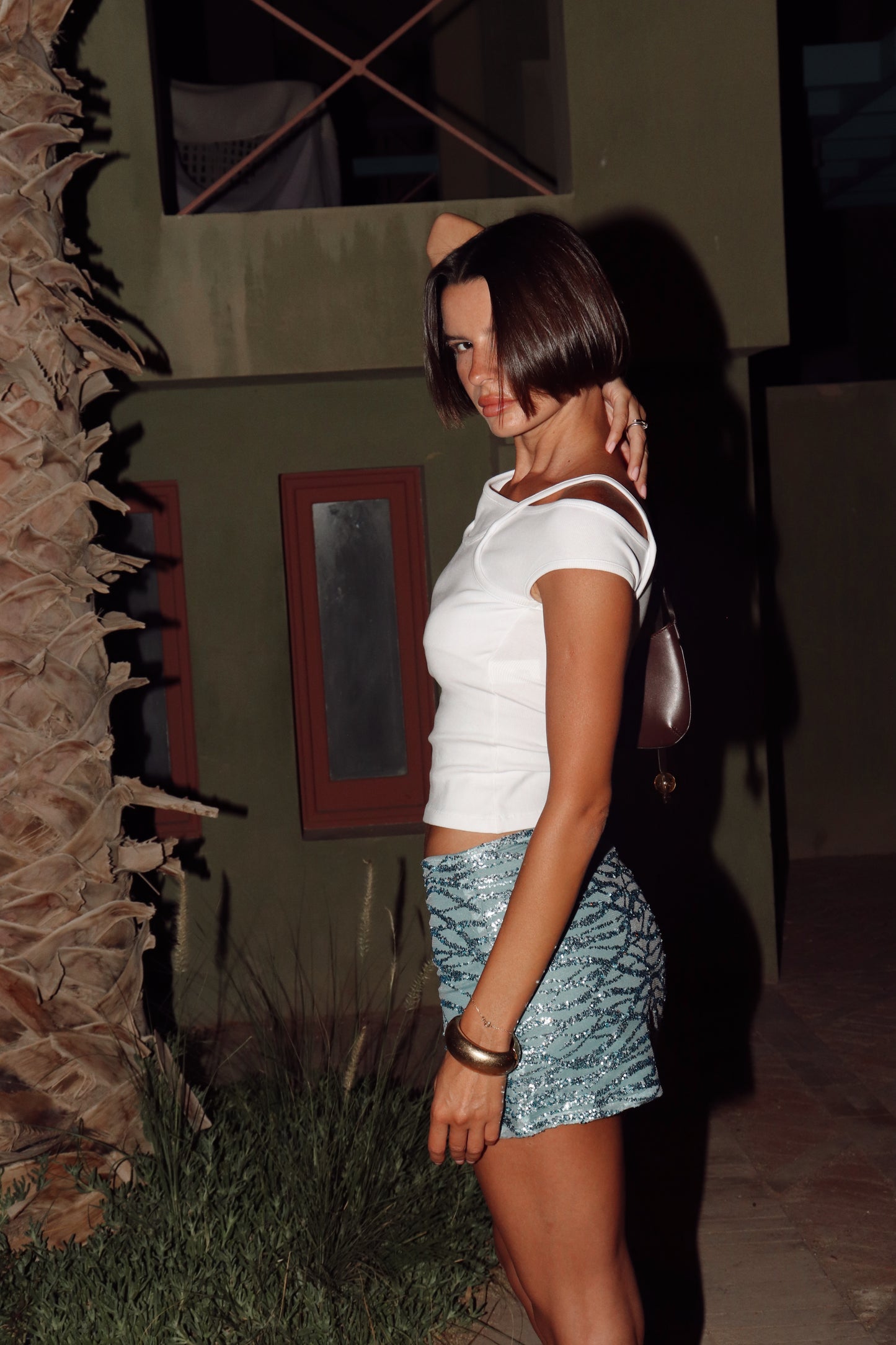 Seafoam Sequin Mini Skirt